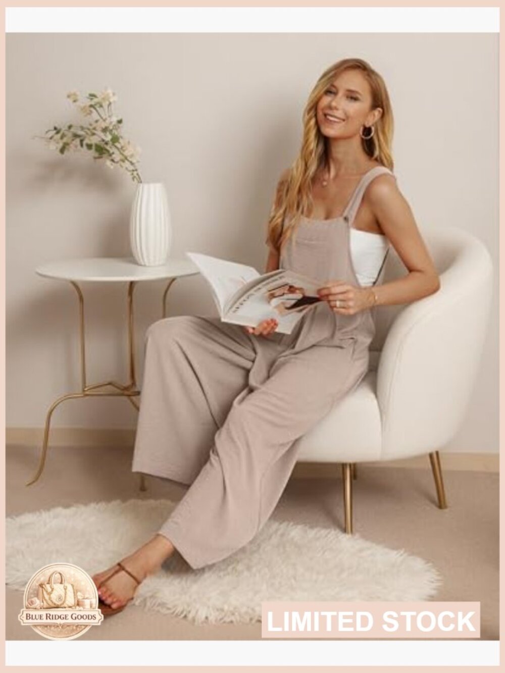 Wide Leg Jumpsuit with Pockets Casual Loose Romper Boho Summer Outfit - Picture 4 of 7
